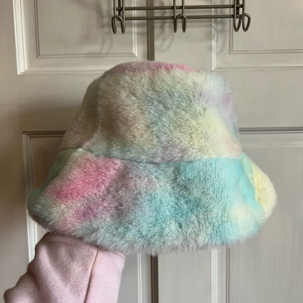 Pink and Blue Fluffy Bucket Hat